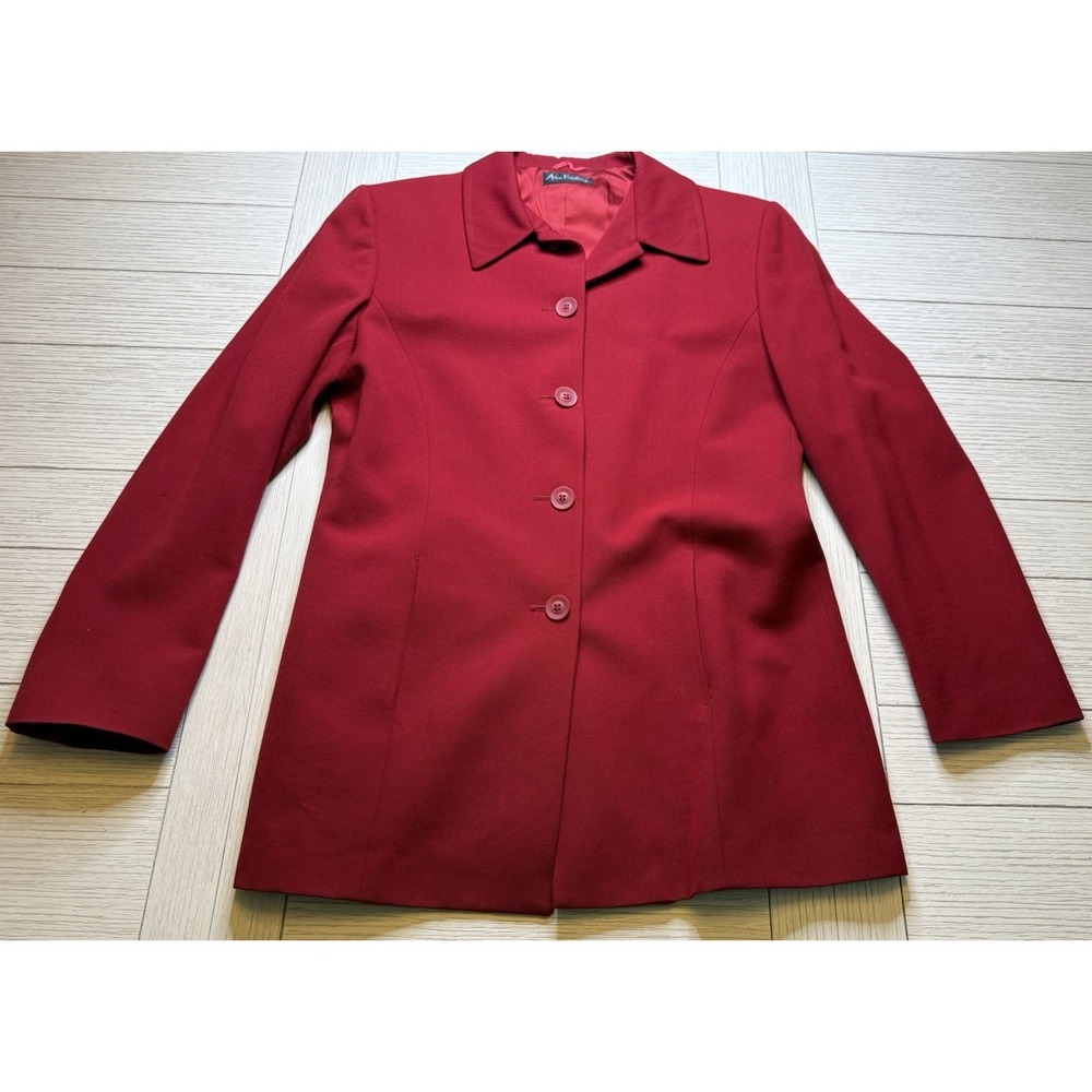 VTG ANN FREEDBERG Women's Sz 8 100% Wool Lined Blazer 4 Button Pockets Luxe 90s